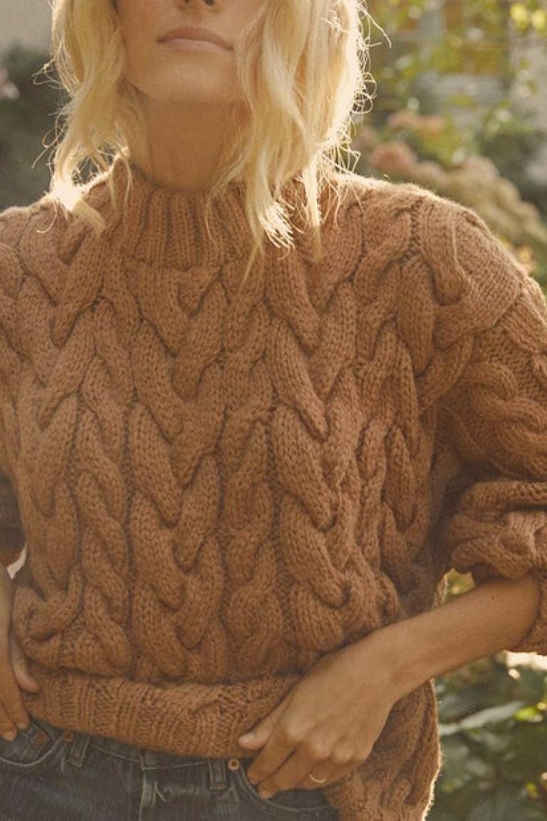 Exclusive hand knit alpaca sweater for Doen 